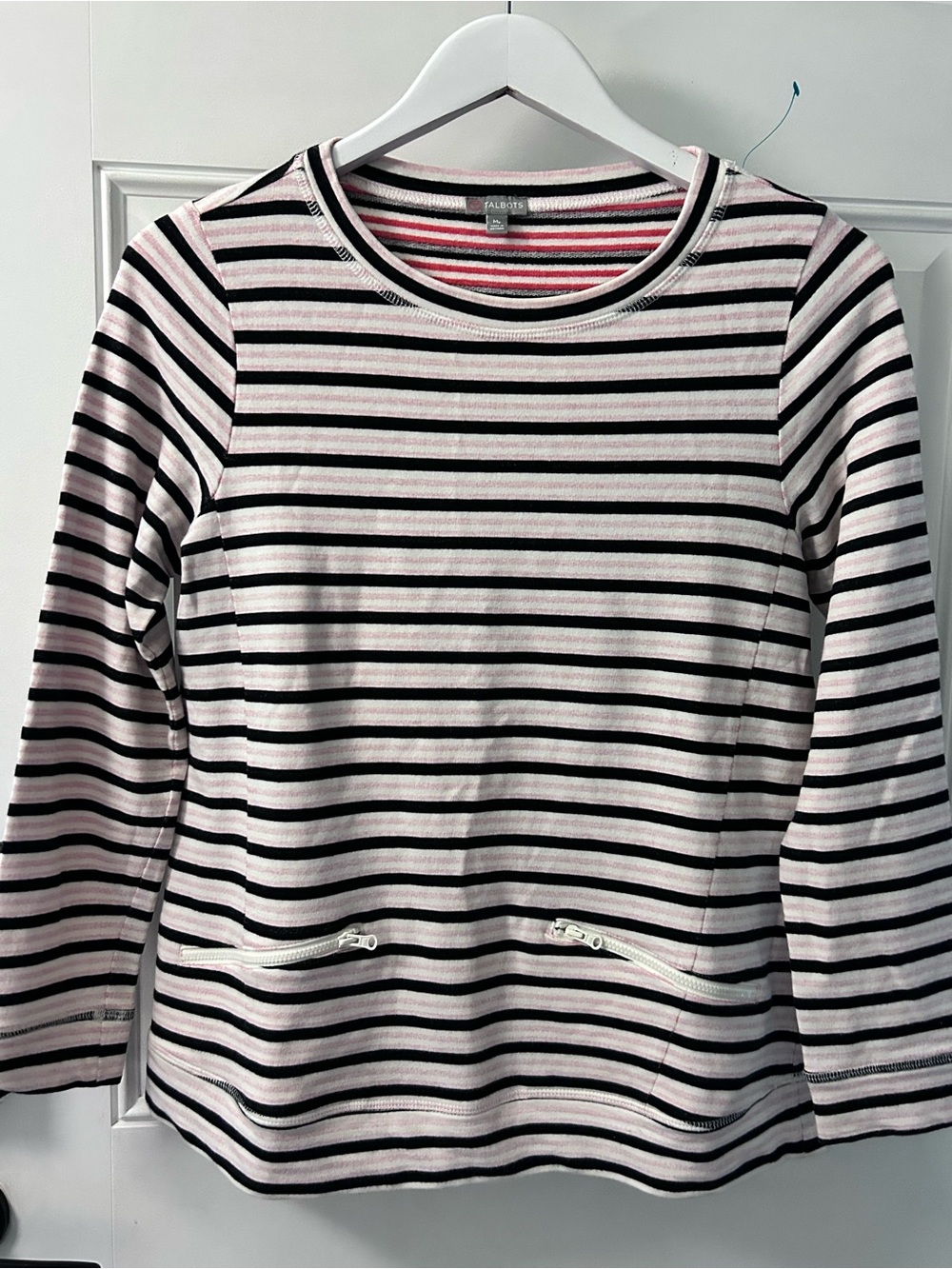 Talbots Striped Long-Sleeve Top - Pink & Black